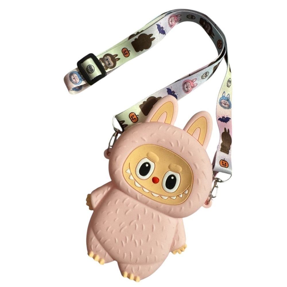 Novelty Bunny Silicone Crossbody Bag - Pink Mini-Purse w/ Adjustable Strap